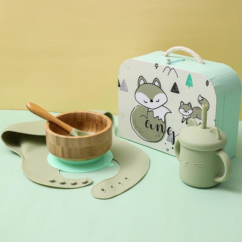 Coffret Cadeau Bébé le petit Loulou - Ensemble Vaisselle en Bambou et Silicone avec Bavoir et Gobelet sans BPA - Princesse Valentine