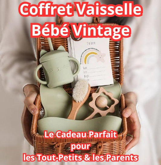 Coffret Vaisselle Bébé Vintage en Silicone avec Jouet – Cadeau de Naissance Idéal - Princesse Valentine