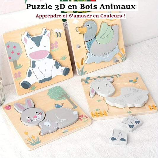 Puzzle 3D en Bois Animaux : Jouet Éducatif Coloré pour Enfants et Bébés - Princesse Valentine