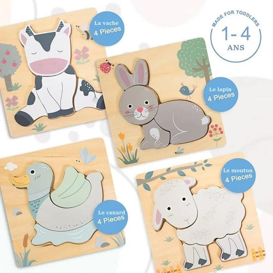 Puzzle 3D en Bois Animaux : Jouet Éducatif Coloré pour Enfants et Bébés - Princesse Valentine