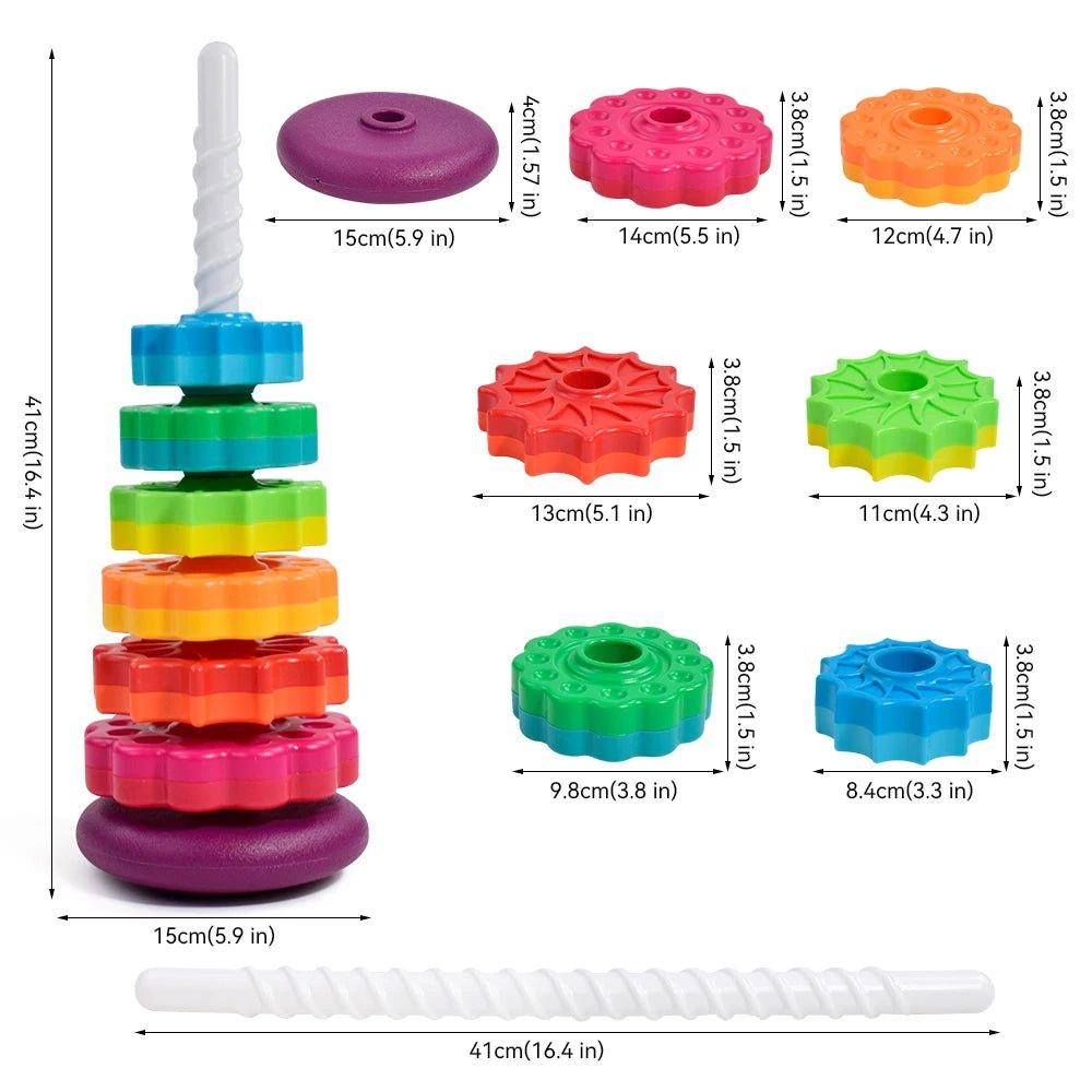 Puzzle Empilable pour Bébé - Tour Arc - en - Ciel Rotative Montessori - Princesse Valentine