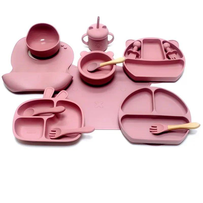 Set de Vaisselle en Silicone Bébé - Anti - Chute, 10 pièces - Princesse Valentine