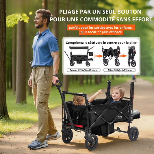 Wagon Poussette Double 2 - enfants - Princesse Valentine