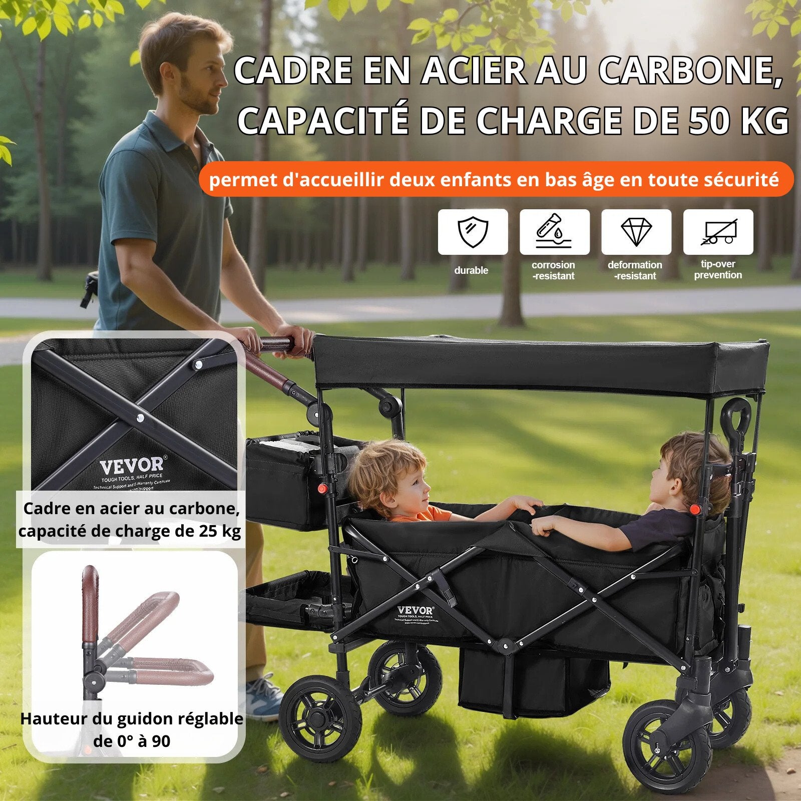 Wagon Poussette Double 2 - enfants - Princesse Valentine