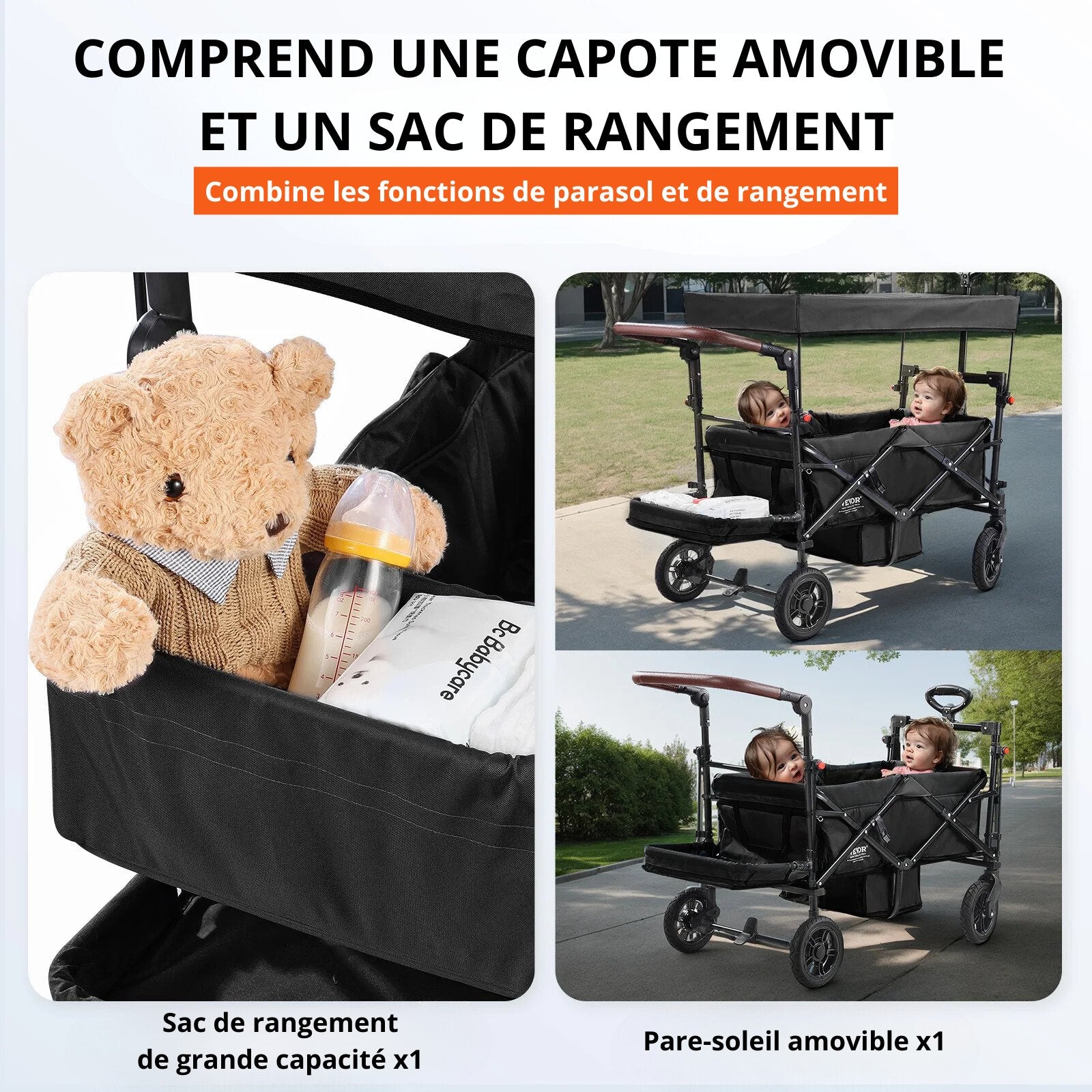 Wagon Poussette Double 2 - enfants - Princesse Valentine